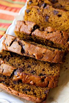 sliced loaf of pumpkin bread on a plate