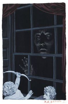 Alan Brown’s illustration for M. R. James’ ghost story ‘The Residence of Whitminster’ Brown Illustration, Images Terrifiantes, Horror Drawing, Ghost Story, Afraid Of The Dark, Scary Art, M R, Creepy Art, Ghost Stories