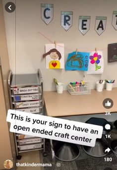 an image of a computer screen with text on it that reads, this is your sign to have an open ended craft center