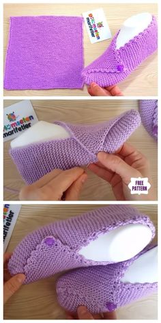 the steps to crochet slippers are shown