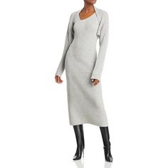 Manufacturer: Lvir Style Type: Sweaterdress Collection: Lvir Sleeve Length: Long Sleeves Material: 55% Nylon Fabric Type: Nylon Specialty: Ribbed Sku: BH5884325 Size: S.  Color: Gray.  Gender: female.  Age Group: adult. Grey Midi Dress, Cashmere Fabric, Knit Midi, Knit Midi Dress, Womens Midi Dresses, Sweater Dress, Cashmere, Sweaters For Women, Midi Dress