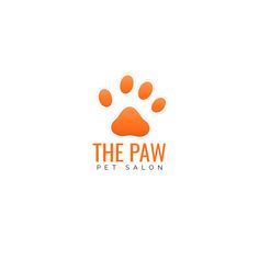 the paw pet salon logo with an orange paw on it's front and bottom