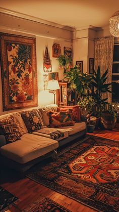 a living room filled with lots of furniture and rugs