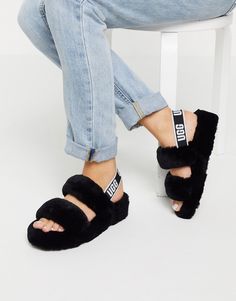 Ugg Sandals, Ugg Tasman Slippers, Double Strap Sandals, Shoes Ugg, Sheepskin Slippers, Slide Slippers, Suede Slippers, Ugg Black, Ugg Slippers