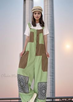 OliviaMark - Klassischer Denim-Overall: Locker geschnittene, hochtaillierte Jumpsuit-Hose mit weitem Bein und ausgestelltem Bein Overalls Loose, Womens Denim Jumpsuit, Overalls Outfits, Flared Jumpsuit, Vintage Overalls, Flare Jumpsuit, Green Jumpsuit, Jumpsuit Trousers, Denim Flares