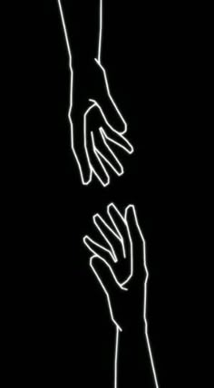 two hands reaching for each other in the dark, with one hand extended up to the other