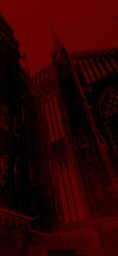 an image of a gothic church with red lighting