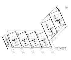 an architectural drawing shows the floor plan for a building with multiple floors and two levels