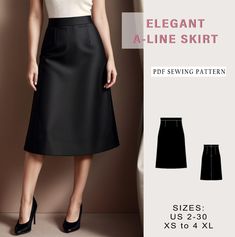 a women's skirt sewing pattern with the front and back view of an all - in - line skirt