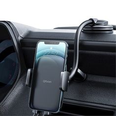 an image of a cell phone in the car holder with air vent and dashboard mount