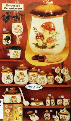 an advertisement for the embossed ceramicware company, showing various items on display