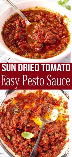 sun dried tomato easy pesto sauce in a bowl