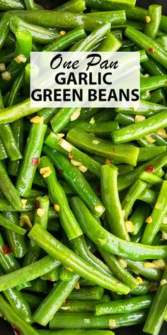 green beans are being cooked in a pan