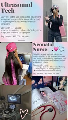 a collage of photos with text describing the benefits of using an ultrasound tech