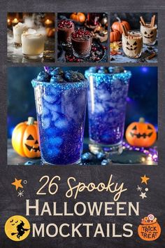 Halloween drinks Non Alcoholic Halloween Cocktails, Smoky Drinks For Halloween, Non Alcohol Halloween Drinks, Non Alcoholic Drinks For Halloween Party, Monster Mixed Drinks, Halloween Drink Bar Ideas, Halloween Themed Mocktails, Easy Halloween Non Alcoholic Drinks, Halloween Party Mocktails