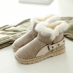 Ugg Boots Tall, Fur Ankle Boots, Rose Beige, Winter Gear, Boots Suede, Winter Snow Boots, Snow Shoes, Suede Material, Thick Heels