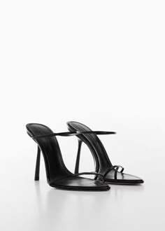 Leather sandal with inclined heel -  Women | Mango USA Modern Heels, Mango Heels, Best Heels, Mango Shoes, Trendy High Heels, Trendy Heels, Fashion Shoes Heels, Shoes Heels Classy, Heels Classy