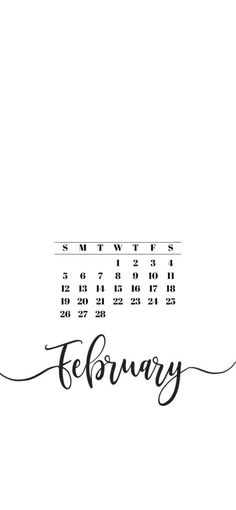 a calendar with the word february written in cursive writing on it's side