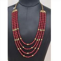 Gold Rodium Polish Red and Maroon color Groom Necklace in Metal Alloy studded with Beads Maroon Necklace, Necklace Indian, Indian Wedding Dress, Maroon Color, Indian Wedding, Gold Chains, Blouse Designs, Mens Jewelry