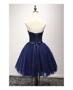 Shop cheap navy ball-gown sweetheart short tulle homecoming dress with beading online. Custom-made any plus size or color. Pro since 2009. Fitted Tutu Dress For Bridesmaids In Prom Season, Blue Birthday Dresses, Navy Blue Birthday, Navy Ball, Tulle Homecoming Dress, Blue Tulle, Blue Birthday, Short Homecoming Dress, Beads Online