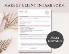 "If you're a makeup artist, having a client intake form is an essential tool for your business. It allows you to collect important information about your client, including their skin type, allergies, and preferences, before starting the makeup application process. This makeup client intake form is designed to streamline your workflow and help you provide a customized experience for each of your clients. By filling out this form, your clients can communicate their specific needs and concerns, ensuring that you can deliver a flawless and comfortable makeup application. With this easy-to-use makeup client intake form, you can start every appointment with confidence, knowing that you have all the information you need to create a stunning and personalized look for your client. Get started today How To Start Makeup Artist Business, Makeup Questions, Makeup Consultation, Client Intake Form, Corrective Makeup, Intake Form, Makeup Companies, Makeup Artist Business, Consent Forms