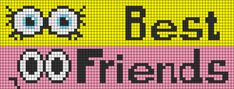 the words best friends are written in different colors and sizes on a yellow, pink, blue