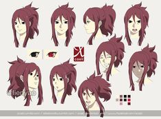 some anime character's hair styles with different colors and shapes, including the eyes