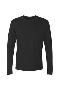 Men's Black Cotton Long-Sleeve Crew Mens Black Long Sleeve Shirt, Black Shirt Long Sleeve, Long Sleeve Black Shirt, Womens Activewear Tops, Crop Top Sweatshirt, Black Long Sleeve Shirt, Embroidered Hoodie, Hoodie Girl, Look Casual