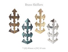 three different types of brass skiffs are shown