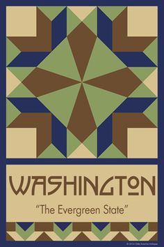 washington the evergreen state poster with an image of a star in blue and brown colors