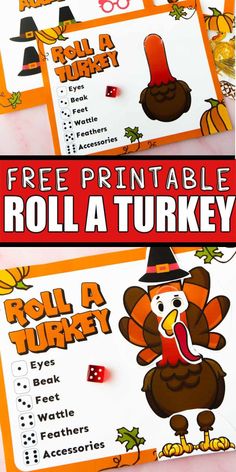 this free printable roll a turkey game is perfect for thanksgiving