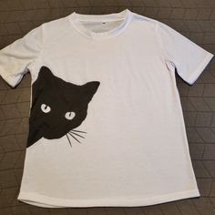 Never Used Cat T Shirt, Cat Shirt, Alter Ego, Cat Shirts, Cat Tshirt, Colorful Shirts, Fashion Inspo, Black White, Womens Tops