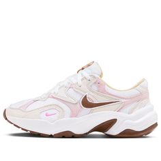 (WMNS) Nike AL8 'White Pink Brown' HM3691-130 Pink And Brown Nike Shoes, Dunks Women Shoes, Tennis Shoes Nike Women's, Cheap Running Shoes For Women, Platform Shoes For School, Pink Fitness Shoes, Cute Air Maxes, Pink And Brown Sneakers, Trending Womens Shoes Sneakers