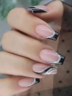 Easy Nails, Smink Inspiration, Silver Nails, Nailed It, Stick On Nails, Fancy Nails, Short Acrylic Nails