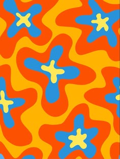 an orange and blue camouflage background with stars