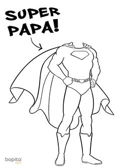 a drawing of a man in a superman costume with the words super papa on it