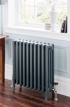 a radiator is shown in front of a window