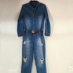 Signature8 Boiler Denim Distressed Look Jumpsuit, Overalls, With Long Sleeves. Brand New Never Used But No Tags. Size M/L. Measurements Approx Pit To Pit 20" Inseam 29" Waist 18" These Measurements Are The Only Ones That I Can Provide. These Are Overalls And Are Hard To Measure. You Should Know Your Size Before Purchasing. Please Review All Pictures Carefully As They Are Part Of The Description. Sellers Note Mrc Pdcrosq Fitted Ripped Medium Wash Denim Jumpsuit, Ripped Medium Wash Fitted Denim Jumpsuit, Fitted Ripped Denim Jumpsuit In Medium Wash, Ripped Denim Blue Jumpsuit, Fitted Ripped Denim Jumpsuit, Trendy Fitted Distressed Denim Jumpsuit, Denim Blue Ripped Overall Jeans, Trendy Ripped Dark Wash Denim Jumpsuit, Trendy Distressed Dark Wash Denim Jumpsuit