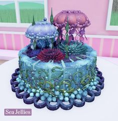 there is a cake decorated with flowers and plants