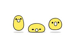 three yellow cartoon faces with eyes and noses