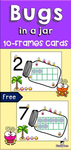 bugs in a jar 10 - frames cards with free printables to help kids learn numbers