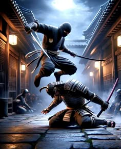 Ninja Vs Samurai, Japanese Inspired Art