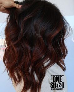 Brunette Fall Highlights, Dark Brown And Red Hair Balayage, Brown And Red Hair Balayage, Dark Brown Hair With Color, Dark Brown Hair With Burgundy Highlights, Dark Red And Brown Hair, Ombre For Dark Brown Hair, Mahogany Highlights On Dark Hair, Dark Red Highlights On Dark Hair