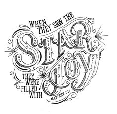 a black and white drawing with the words star joy