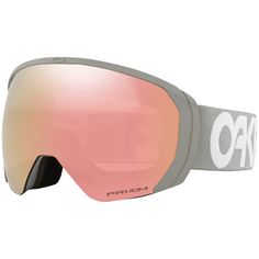 an image of a pair of ski goggles with pink lenses on white background