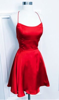 Simple Red Satin Short Ruffled Homecoming Dress on Storenvy Mini Prom Dresses For Teens Red, Red Quince Court Dresses, Satin Red Dress Short, Red Dress For Prom Short, Red Short Satin, Red Dance Dress Short, School Dance Dresses Short Red, Short Red Dresses Formal, Red Formal Dresses Short