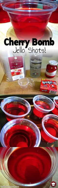 cherry bomb jello shots are ready to be served