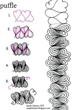 how to draw swirls in the shape of hearts with numbers and letters on it