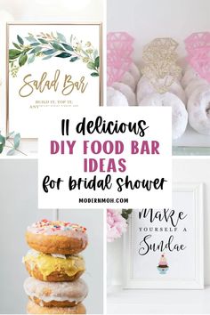 These 11 delicious DIY food bar ideas make planning bridal shower food and drinks easier! Self-serving food bars let guests customize their meals and add a personal touch to your party. With a wide variety of yummy food options, these bridal shower food bar ideas are impressive and easy to set up. Find out which DIY food bars will level up your bridal shower menu! | Modern MOH