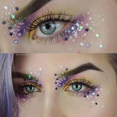 Glittery Makeup, Fantasy Make-up, Halloween Make-up Looks, Festival Make Up, Festival Makeup Glitter, Glitter Makeup Looks, Princess Makeup, Festival Glitter, Makeup List